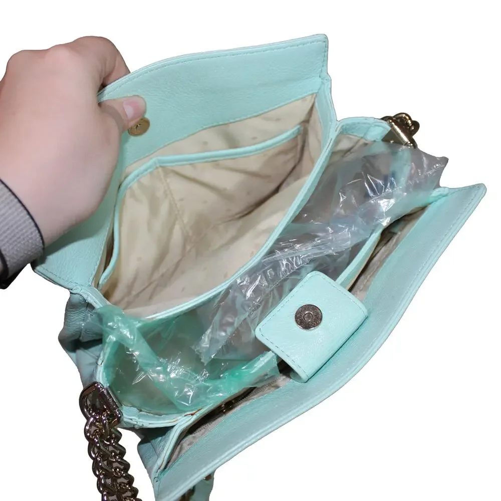 Kate Spade Baby Blue Leather Shoulder Bag with Gold Chain